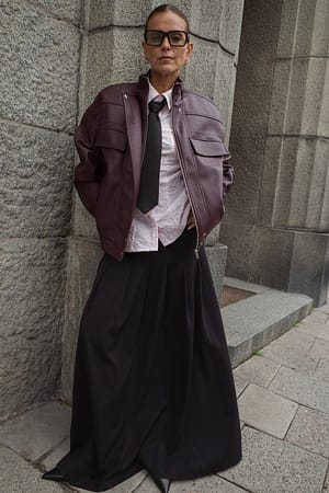 Black Plisseret maxinederdel