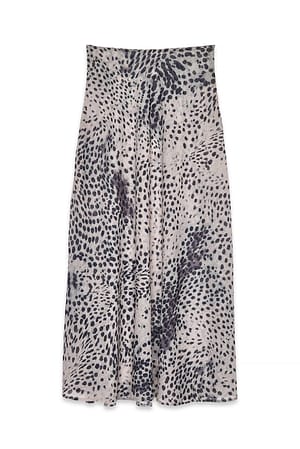 Grey Leopard Maxifalda transparente estampada