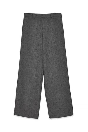 Dark Grey Hochgeschnittene, weite Strukturierte Hose