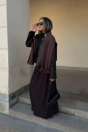 Brown Maxi-Plissee-Rock