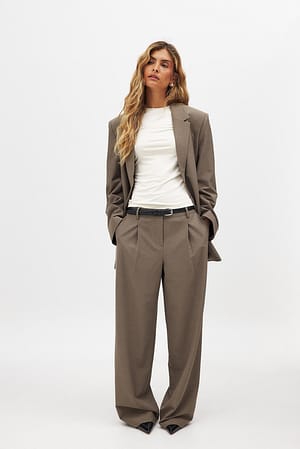 Brown Wide Mid Waist Pants