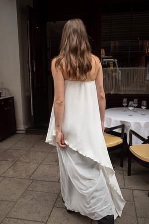 Offwhite Mesh Draped Tube Dress