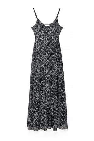 Black/White dots Fließendes Kleid aus Mesh