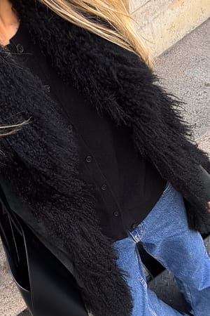 Black Knitted Cashmere Cardigan