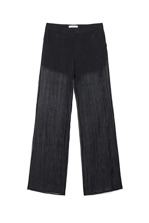 Black durchsichtige Hose mit mittlerer Taille