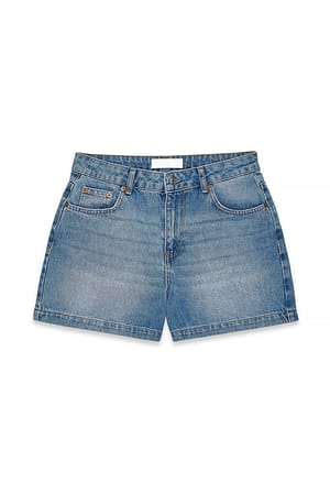 Light Blue Mid Waist Denim Shorts