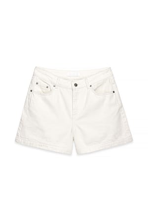 White Mid Waist Denim Shorts