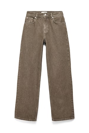 Washed Brown Baggy jeans med middels liv