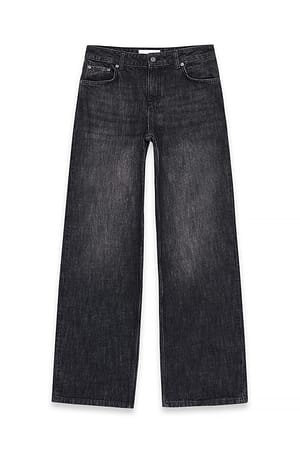 Dark Grey Baggy jeans med middels liv