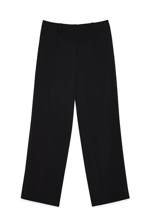 Black Straight Mid Waist Trousers