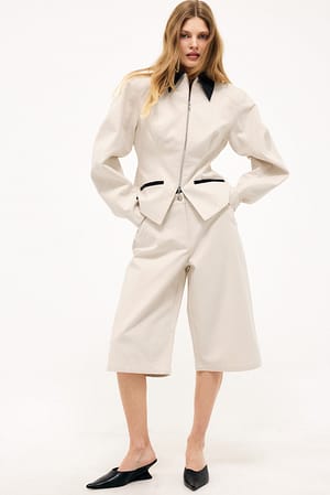 Offwhite Mid Waist Oversized Long Shorts