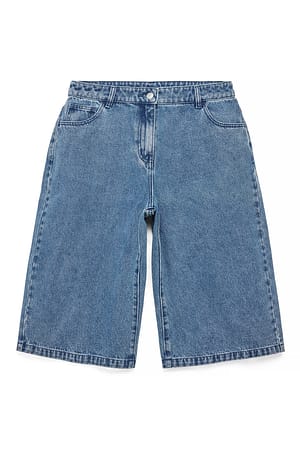 Blue Pantalón corto largo oversize de tiro medio