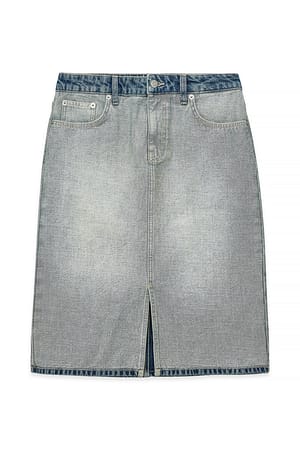 Sand Mid-Waist-Reverse-Jeansrock