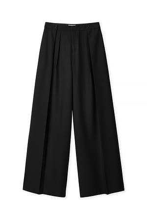 Black Mid Waist Suit Pants