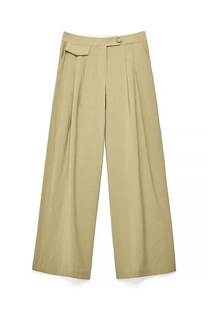 Khaki Green Weite Hosen mit niedriger Taille
