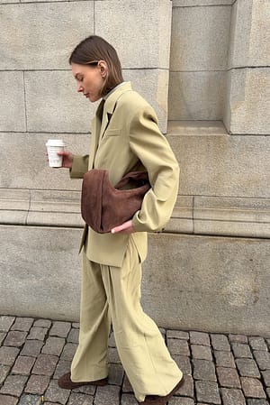 Khaki Green Low Waist Wide Leg Pants