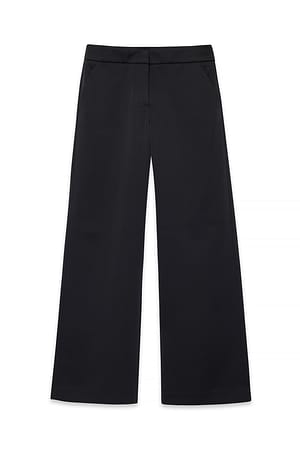 Black Satin-Hose mit hoher Taille und weitem Bein