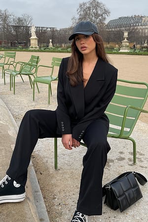 Black Pantalon de costume droit recyclé