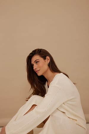 Offwhite Maxi-jurk met v-hals