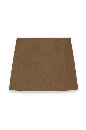 Beige Minikjol i fuskmocka