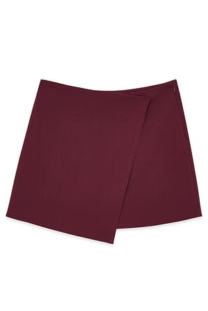 Burgundy Mini Overlap Skirt