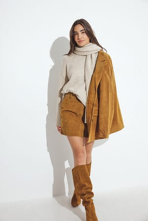 Medium Brown Minifalda de ante