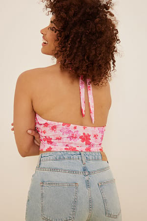 Pink Flower Neckholder-Unterhemd