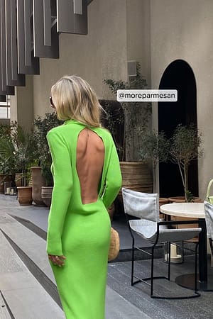 Lime Strikket maxikjole
