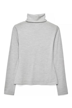 Grey Stickad polotopp i merinoull