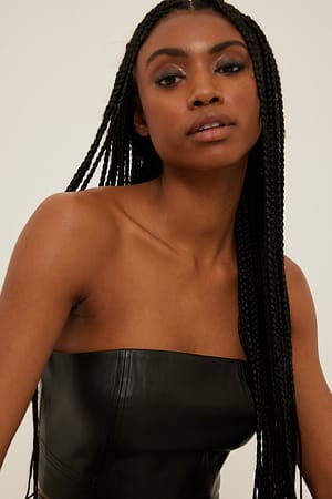 Black Cropped PU Tube Top