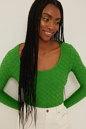Green Kort topp med rund hals