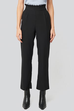 Black Pleat Detail Suit Pants