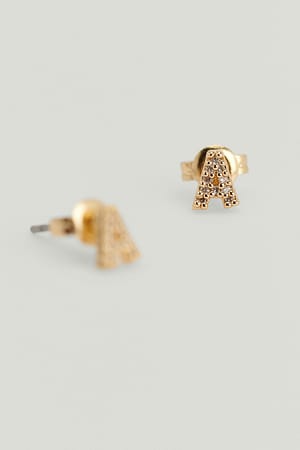 Gold Gerecyclede glinsterende letter oorknopjes