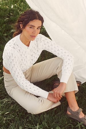 Offwhite Organischer Strickweste