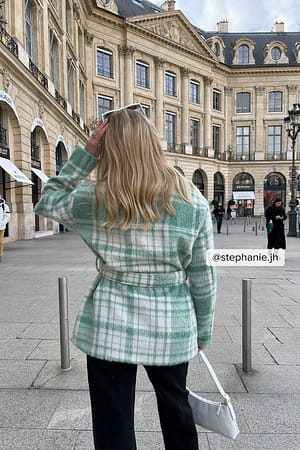 Light Green Geruite overshirt met riem