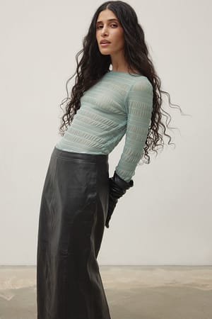 Light Blue Transparent topp med struktur