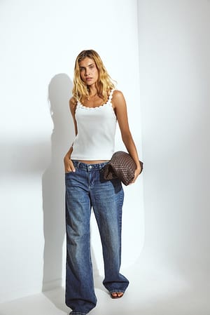 Mid Blue Mid Waist Baggy Jeans