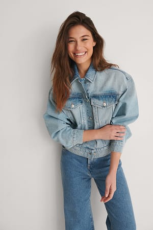 Light Blue Veste Trucker années 80 en jean