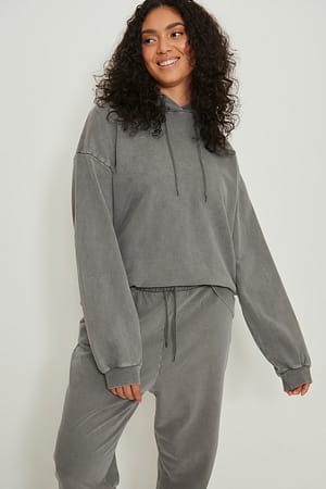 Grey Hoodie met acid wash
