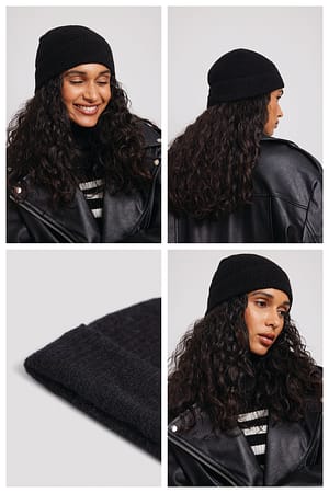 Black Alpaca Blend Beanie