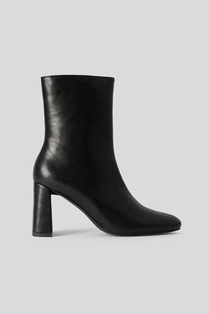 Black Angular Heel Booties