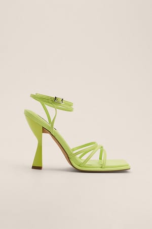 Neon Green Angular Strappy High Heels
