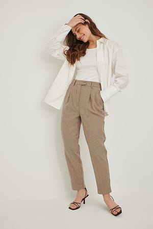 Cold Beige Flanellen enkelpantalon