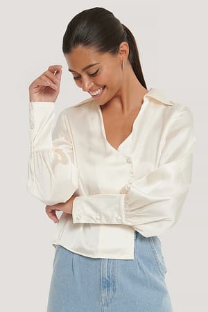 White Asymmetrische Blouse