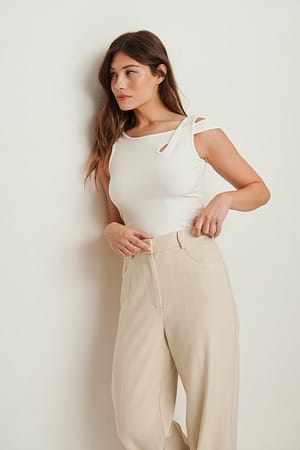 Offwhite Asymmetric Rib Top