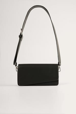 Black Asymmetric Flap Crossbody Bag