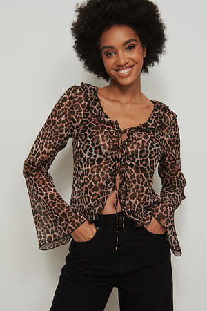 Leo Recycelt Chiffon langärmelige Bluse