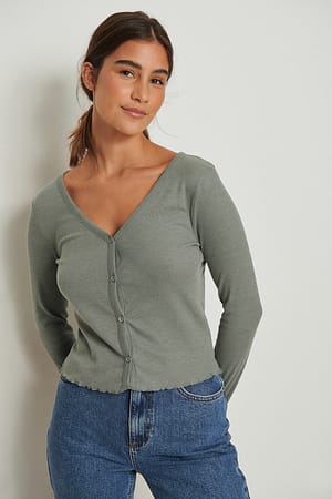 Green Babylock Rib Cardigan