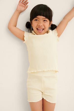 Offwhite Short babylock bio côtelé