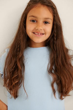 Light Blue Babylock geribde T-shirt van biologisch katoen